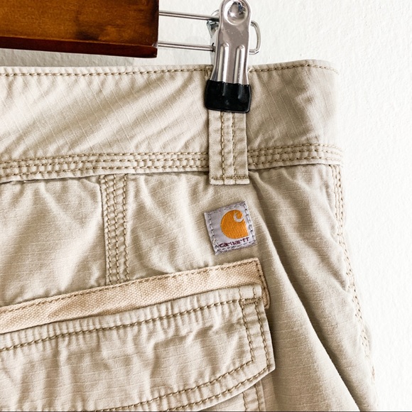 Carhartt Women’s Relaxed Fit Khaki Rolled Hiking Outdoor Shorts Sz 8 - Picture 9 of 12